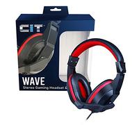 CiT Wave PC 2.0 Stereo Wired Gaming Headset & Mic, Computer Headset with Mic & Volume Scroll Wheel, 40mm Neodymium Drivers, Adjustable Headband, 3.5mm Cables | Black & Red