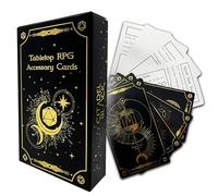 Citadel Black Tabletop RPG Accessory Card Set of 50 D&D, Gold Foil Spell Slot Tracker, Item and Spell Cards, Blank Notes for Dungeons and Dragons 5th Edition & Other Tabletop Games
