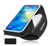 CITAMAMA Running Armband with Earbuds Bag, Running Phone Holder for iPhone 17 Pro Max 16 Pro 15 14 13 Plus Galaxy S25 S24 Ultra S23 S22 S21, Up to 6.9"