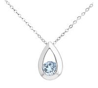 Citerna 9 ct White Gold 0.30 ct Blue Topaz Teardrop Pendant + 46 cm Chain