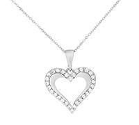 Citerna 9 ct White Gold Heart Pendant Necklace Set with CZ Stones