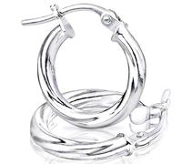 Citerna 9 ct White Gold Hoop Earrings for Women - Twisted Design for All Occasions - Versatile Hoops with Top Tick Closure - Branded Box Included