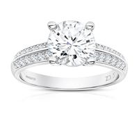 Citerna 9 Ct White Gold Solitaire Ring with Cubic Zirconia - Elegant & Classic Engagement Ring, Certified & UK Hallmarked - Gift Box Included