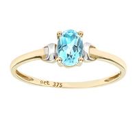 Citerna 9 ct Yellow and White Gold Blue Topaz Birth Stone Ring - Size K