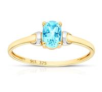 Citerna 9 ct Yellow and White Gold Blue Topaz Birth Stone Ring - Size N