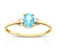 Citerna 9 ct Yellow and White Gold Cubic Zirconia Aquamarine Birth Stone Ring - Size T