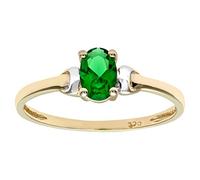 Citerna 9 ct Yellow and White Gold Cubic Zirconia Emerald Birth Stone Ring - Size H