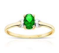 Citerna 9 ct Yellow and White Gold Cubic Zirconia Emerald Birth Stone Ring - Size R