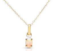 Citerna 9 ct Yellow and White Gold Opal Birth Stone Pendant + 45 cm Yellow Gold Trace Chain