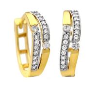 Citerna 9 ct Yellow Gold Double Row Cubic Zirconia Hoop Earrings
