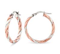 Citerna 9ct Rose & White Gold Twisted Hoop Earrings for Women | Two-tone Creole hoops with pierced fastening, Italian made, hallmarked and gift boxed for lasting elegance.