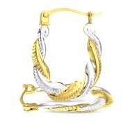 Citerna 9ct Two Tone Gold Bold Twisted Hoop Earrings for Women - 16mm White and Yellow Gold Hoops - Secure Saddleback Closure - Premium Gift Boxed, 0.4g