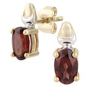 Citerna 9ct Two-Tone Gold Gemstone Stud Earrings for Women - Natural Oval Cut Birthstone Solitaire - Italian Handcrafted Jewellery - UK Hallmarked 375 Real Gold