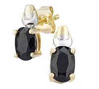 Citerna 9ct Two-Tone Gold Gemstone Stud Earrings for Women - Natural Oval Cut Birthstone Solitaire - Italian Handcrafted Jewellery - UK Hallmarked 375 Real Gold