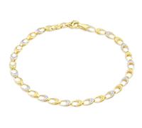Citerna 9ct Two Tone Gold Textured Oval Link Bracelet for Women - 18.5cm | Alternating diamond-cut oval links - 3.5mm profile - trigger clasp - 1.7g weight - Italian workmanship