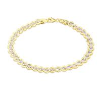 Citerna 9ct Yellow and White Gold Double Curb Bracelet for Women - 18.5cm | Italian-made two-tone link design with 5.5mm profile - trigger clasp - 3.3g weight