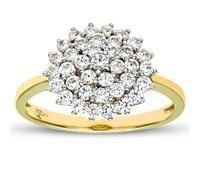 Citerna 9ct Yellow Gold Cluster Engagement Rings, Symbolic Gold Ring with Certificate of Authenticity and Gift Box - Perfect Cluster Wedding Ring for Special Occasions - Size N