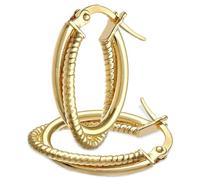 Citerna 9ct Yellow Gold Diamond-Cut Hoop Earrings - Twisted Rope Effect Creole Hoops - Italian Handcrafted Real Gold Jewellery - Earrings for All Occasions - Gift Boxed