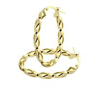 Citerna 9ct Yellow Gold Diamond Cut Sharp Twist Oval Hoop Earrings