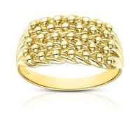 Citerna 9ct Yellow Gold Keeper Ring for Men - Italian Handcrafted Traditional Five Row Braided Band - 2.8g British Style Statement Ring - Size M