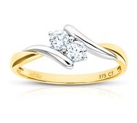 Citerna Cubic Zirconia Ring - 9ct Yellow Gold Rings for Women- White Gold - Engagement Rings