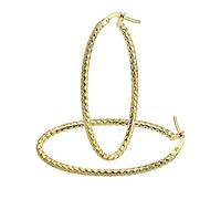 Citerna Diamond Cut Large Oval Hoop 9ct Yellow Gold Earrings