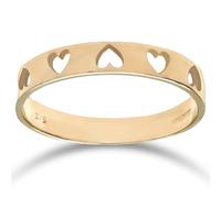 Citerna Heart Gold Ring - 9 Ct Gold Wedding Ring with Delicate & Romantic Band - Elegant Heart Ring for Women - Perfect for Stacking - Hallmarked & Gift Box Included