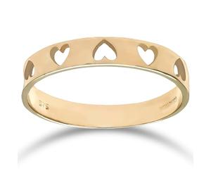 Citerna Heart Gold Ring - 9 Ct Gold Wedding Ring with Delicate & Romantic Band - Elegant Heart Ring for Women - Perfect for Stacking - Hallmarked & Gift Box Included
