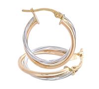 Citerna Women's 9ct Yellow and White Gold 15 mm Twist Hoop Earrings
