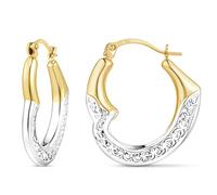 Citerna Women's 9ct Yellow and White Gold Heart Creole Earrings
