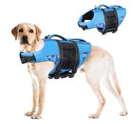 CITÉTOILE Dog Life Jacket, Dog Life Vest with Reflective Stripes, Adjustable High Visibility Dog Lifejacket, Pet Safety Swimsuit for Small Medium Large Dogs Boating, Blue, XL