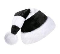CITÉTOILE Santa Hat Adult, Christmas Hat for Adult, Deluxe Velvet Santa Claus Hat, Large Father Christmas Hat, Luxury Christmas Santa Hat For Women And Men, Novelty Stripe Black&White