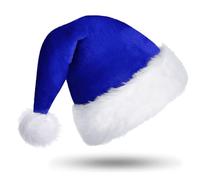 CITÉTOILE Santa Hat - Deluxe Velvet, Adult Size, Luxury Blue Christmas Hat for Women & Men, Perfect for Xmas Party or Halloween