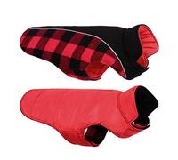 CITÉTOILE Warm & Windproof Dog Coat - Reversible Dog Jacket with Filled Cotton for Cold Weather, Reflective Strips & Leash Hole | Dog Costume for Small, Medium & Large Dogs, Red, XS