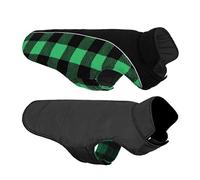 CITÉTOILE Warm & Windproof Dog Coat - Reversible Dog Jacket with Filled Cotton for Cold Weather, Reflective Strips & Leash Hole | Dog Costume for Small, Medium & Large Dogs, Green, M