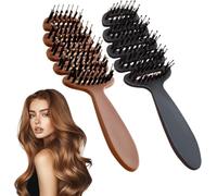 Cithway+Bristle Hair Brush 2Pcs Set - Volume+ Boar Bristle Hair Brush for Women, Slick Back & Teasing Brush, Frizz Control & Scalp Massage, Adds Shine & Volume for All Hair Types (C)