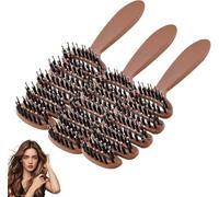 Cithway Volume+ Bristle Hair Brush 3Pcs Hot Hair Teasing & Scalp Massage Brush for Maximum Volume, Boar Bristle for Wet/Dry Hair, Slick Back & Detangling Styling (3Pcs-A)