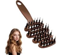 Cithway Volume+ Bristle Hair Brush, Slick Back Hair Brush, Hot Hair Teasing Brush for Volume Hair Scalp Massage, Boar Bristle Brush Creating Movement in the Hairs for Wet & Dry Hairs (Brown)