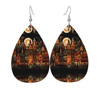 cities and towns Pattern teardrop earrings, fashionable earrings suitable for work/dating/vacation