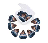 cities night view Guitar Picks 12 Pack Thin, Medium & Heavy 3 Different Thickness Celluloid Guitar Plectrums with Storage Box Personalized Guitar Pick for Acoustic Guitar, Bass
