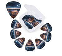 cities night view Print Guitar Picks 12 Pack Guitar Plectrums with Storage Box Bass Picks For Acoustic Guitar Bass Electric Ukulele Includes 0.46mm, 0.71mm, 0.96mm