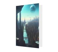 Cities Of The Future Blank Greeting Card, 4x6 Inches, #Holiday Greeting Card, Suitable For All Occasions.