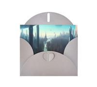 Cities Of The Future Elegant Pearl Paper Holiday Greeting Card For Christmas, Blessing Card,Birthday, Valentine'S Day