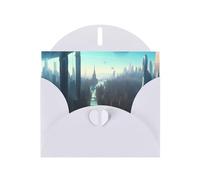 Cities Of The Future Greeting Card, Blank Card With Envelope, 4x6 Inches (Approx. 10x15 Cm), For Events, Weddings,& Birthdays.