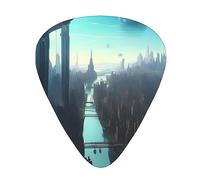 Cities Of The Future Multi-Thickness Guitar Pick Set 12 Pieces Clear Tone Comfortable Feel Strong Wear Resistance And Toughness Comes With Transparent Box