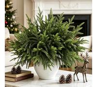 Citilya 12Pcs 45cm Fuller Norfolk Pine Stems, Realistic Artificial Christmas Pine Branches Greenery Plants Picks for Vase Fillers, DIY Wreaths Garlands Indoor Outdoor Home Office Holiday Decorations