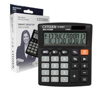 Citizen Pocket Calculator SDC812 NR Digit Grey Office Desktop Calculator Battery Dual Power Solar and Battery, black