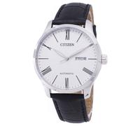 Citizen Automatic White Textured Dial Leather Strap NH8350-08A Analog Mens Watch