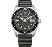Citizen AW1889-00E Eco-Drive Men's Watch with Stainless Steel Case, Black Dial, Silicone Strap, 10 ATM