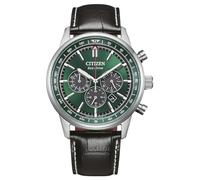 Citizen CA4720-01X Eco-Drive Solar Chronograph Men's Watch Stainless Steel 42 mm Leather Strap Black 10 ATM